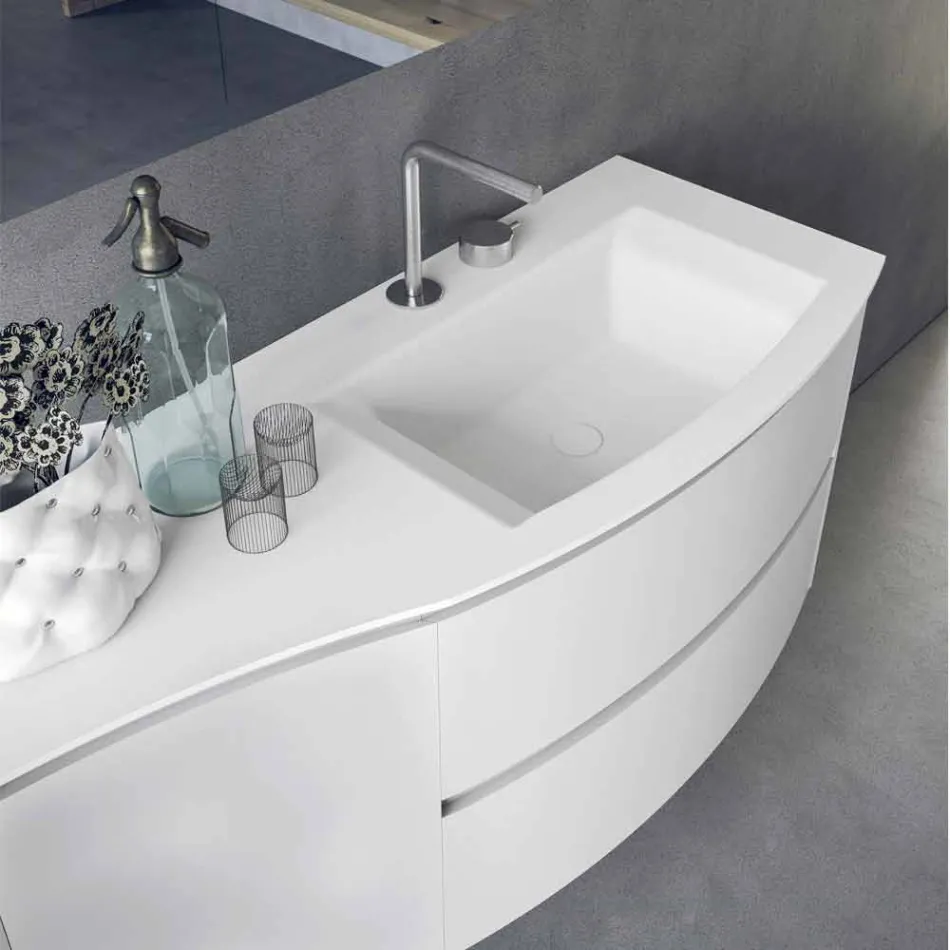 Modern and Suspended Bathroom Composition Made in Italy Design - Callisi7 Viadurini