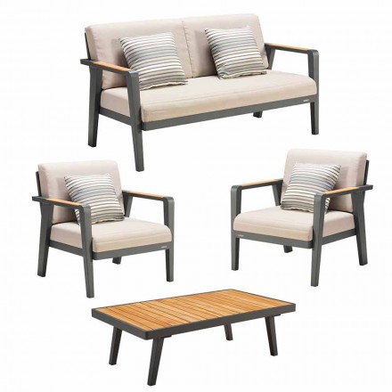Garden Composition 2 Seater Sofa, 2 Armchairs and Coffee Table - Moira Viadurini