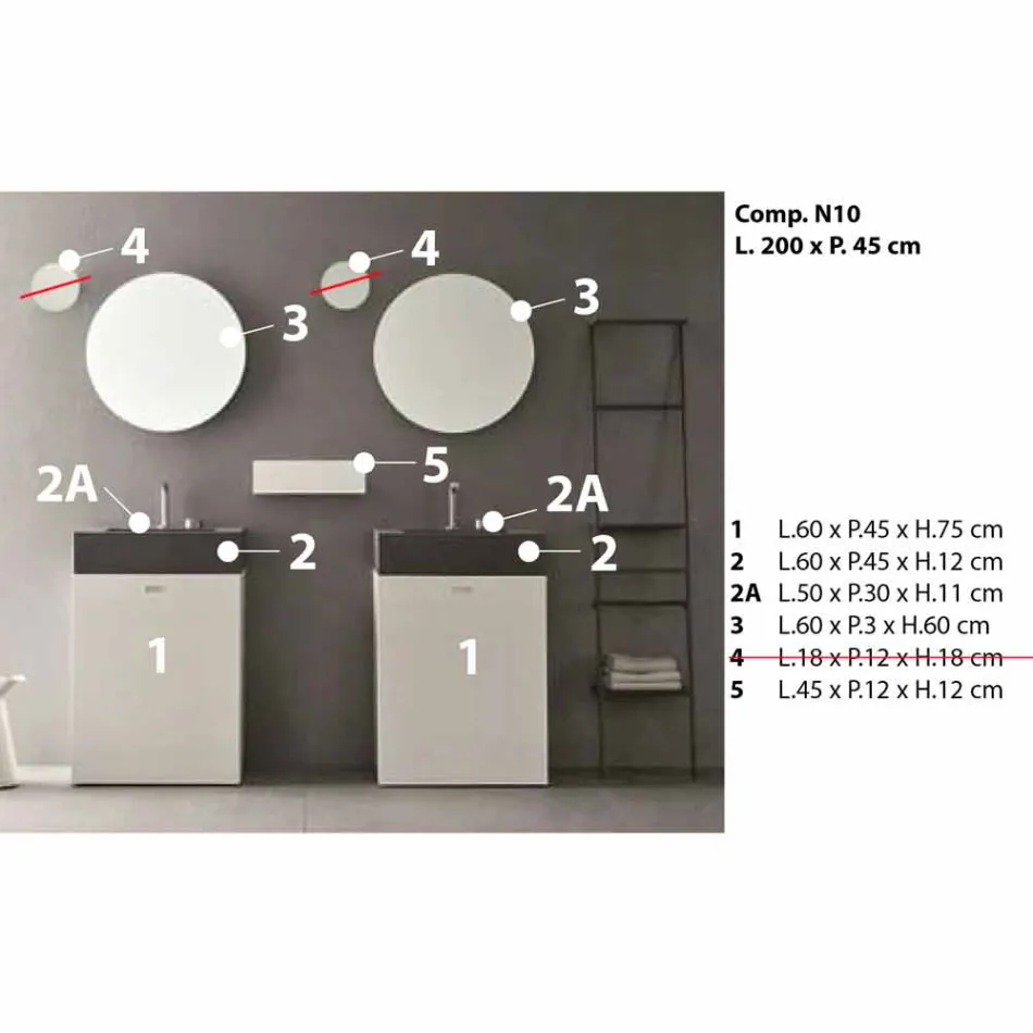 Floor Composition of Modern Design Bathroom Furniture - Farart10 Viadurini