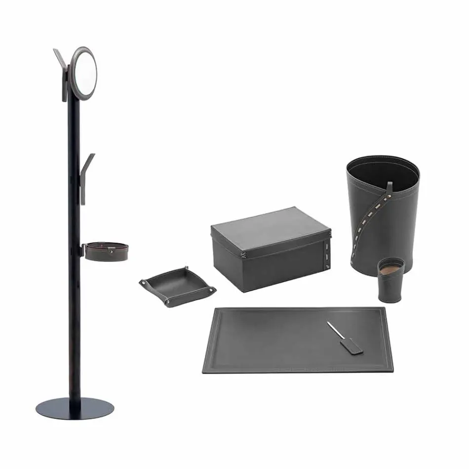 Modern Design Office Composition in Leather Made in Italy - Andrea Viadurini