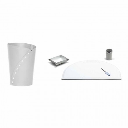 Modern Regenerated Leather Office Composition Made in Italy - Meduna Viadurini