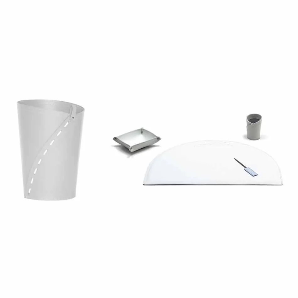 Modern Regenerated Leather Office Composition Made in Italy - Meduna Viadurini