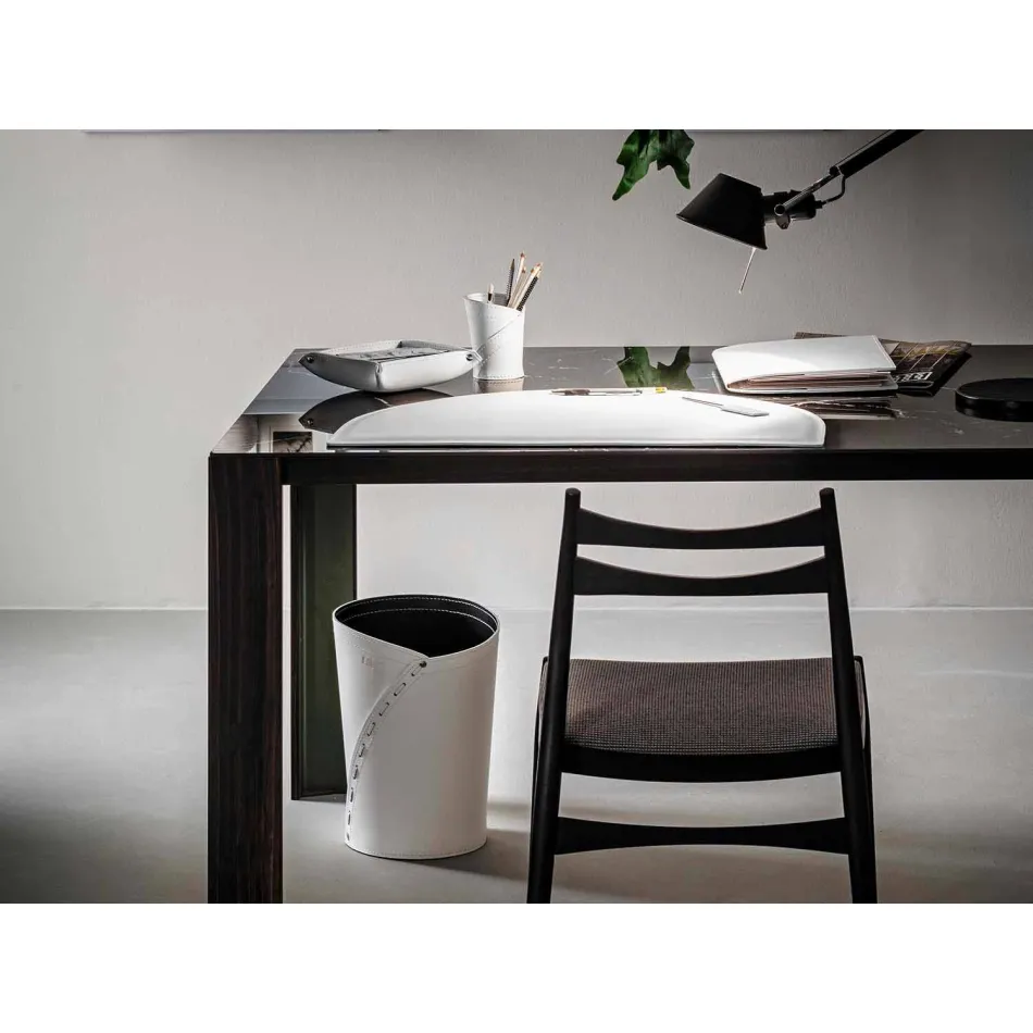 Modern Regenerated Leather Office Composition Made in Italy - Meduna Viadurini