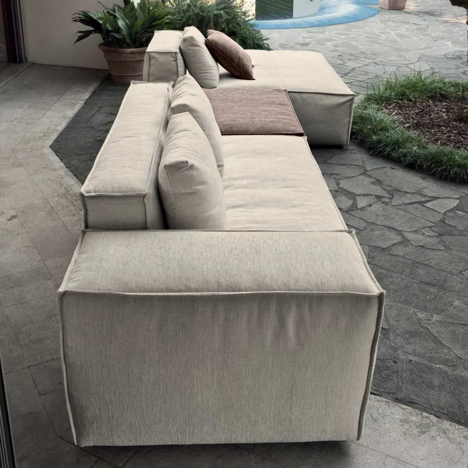 Composition of 1 Pouf with Backrest, 1 Pouf and 1 Peninsula - Bizarre Viadurini