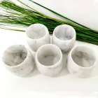 Composition of 2 Glasses in White Carrara Marble Made in Italy - Dolla Viadurini