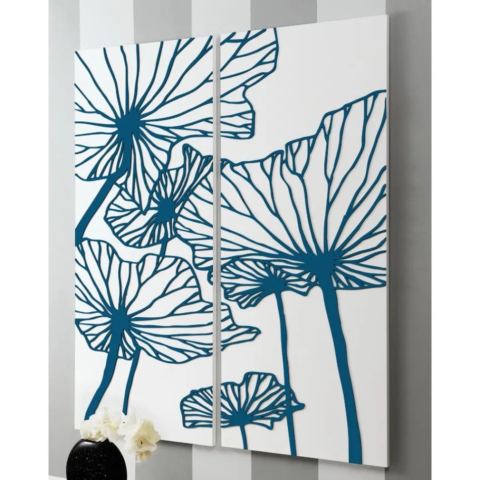 Composition of 2 Panels Depicting Flowers Made in Italy - Sheryl Viadurini