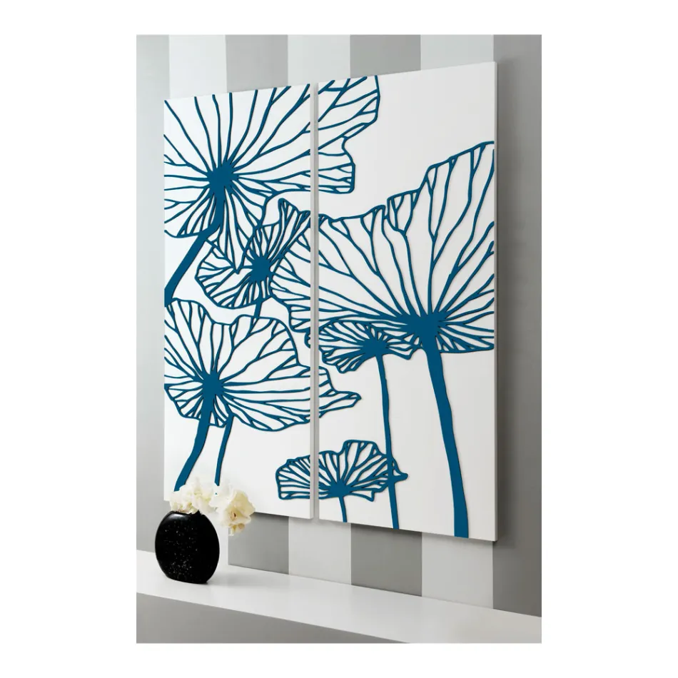 Composition of 2 Panels Depicting Flowers Made in Italy - Sheryl Viadurini