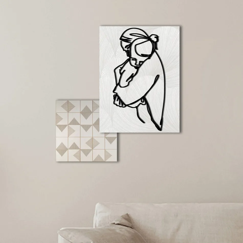 Composition of 2 Panels with Stylization of a Hug Made in Italy - Kyoko Viadurini