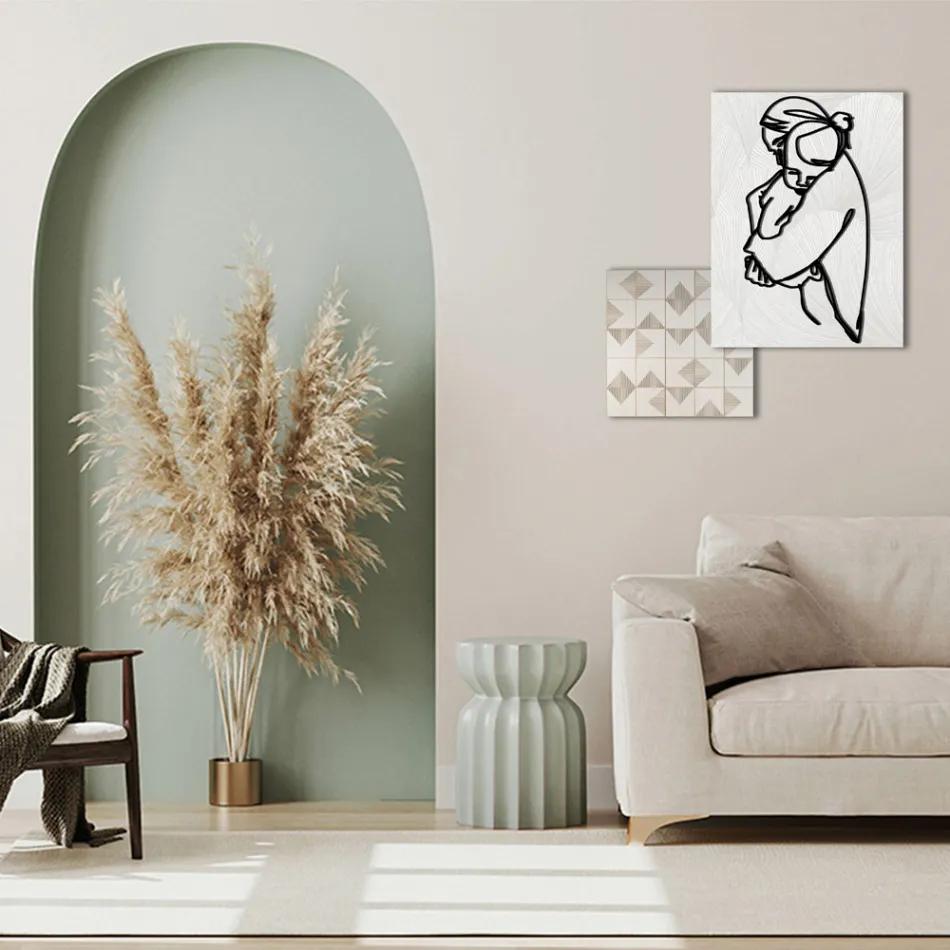 Composition of 2 Panels with Stylization of a Hug Made in Italy - Kyoko Viadurini