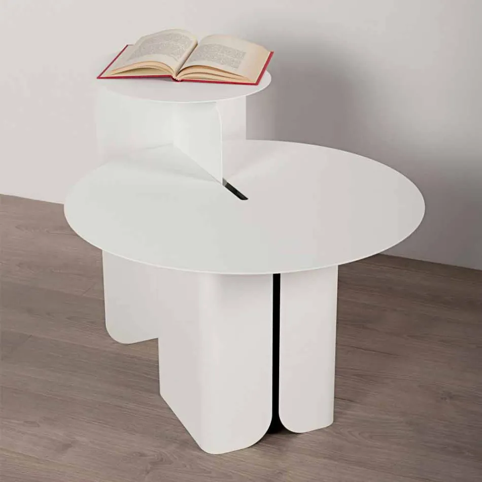 Composition of 2 Modern Coffee Tables in Steel Made in Italy - Poplar Viadurini