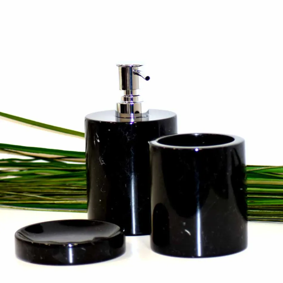 Composition of 3 Bathroom Accessories in Polished Marble Made in Italy - Trevio Viadurini