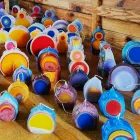 Composition of 3 Colored Wax Candles, Unique Pieces, Made in Italy - Dela Viadurini