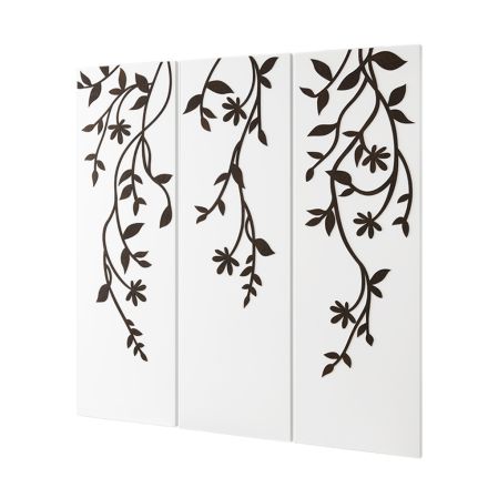Composition of 3 Panels Depicting 3 Branches and Leaves Made in Italy - Barney Viadurini