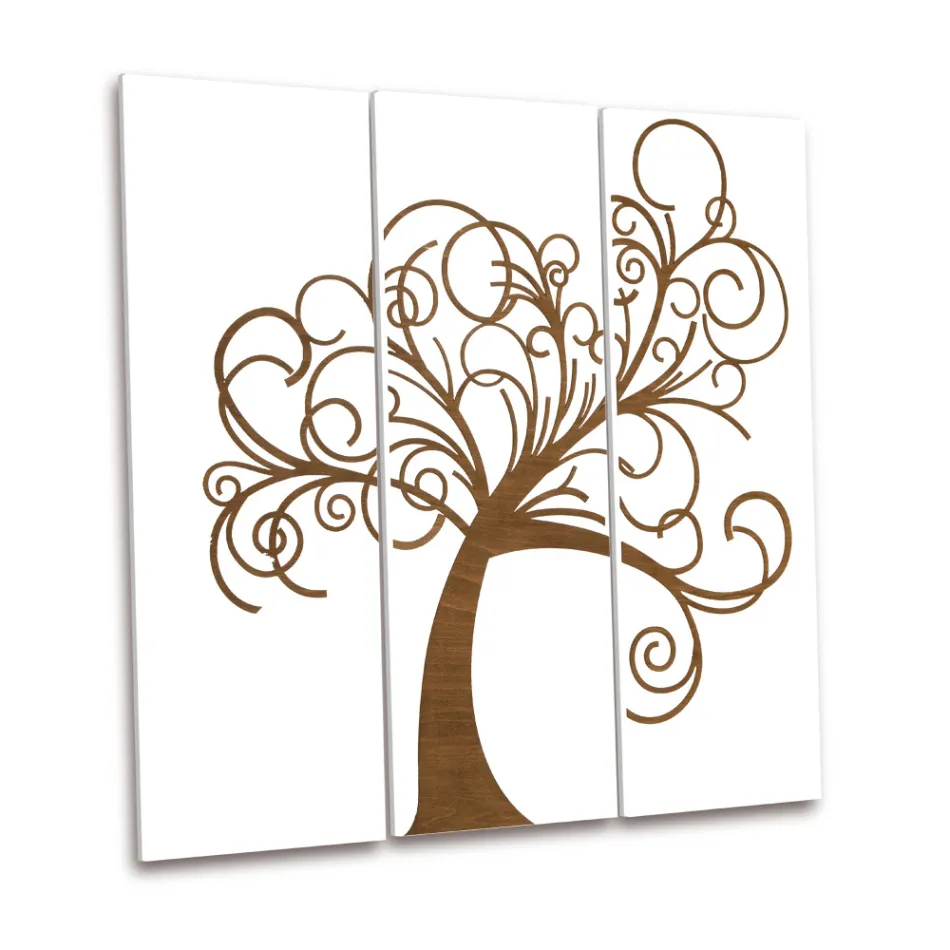 Composition of 3 Panels Representing the Tree of Life Made in Italy - Eliza Viadurini