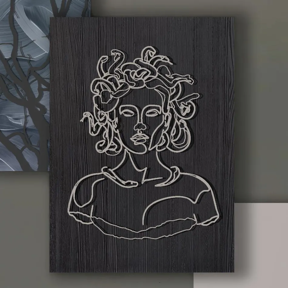 Composition of 3 Panels with the Stylization of Medusa Made in Italy - Ichika Viadurini