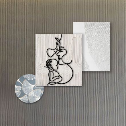 Composition of 3 Panels with Stylization of Love Made in Italy - Keina Viadurini