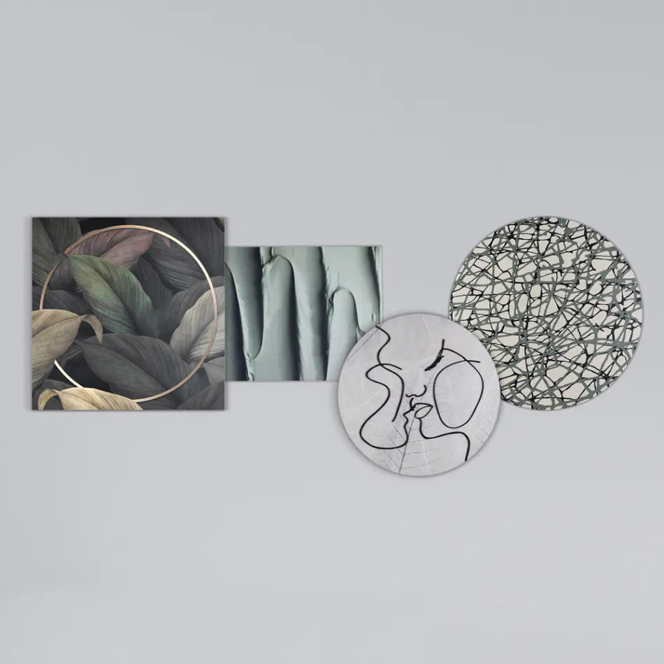 Composition of 4 Panels with the Stylization of the Kiss Made in Italy - Kanna Viadurini