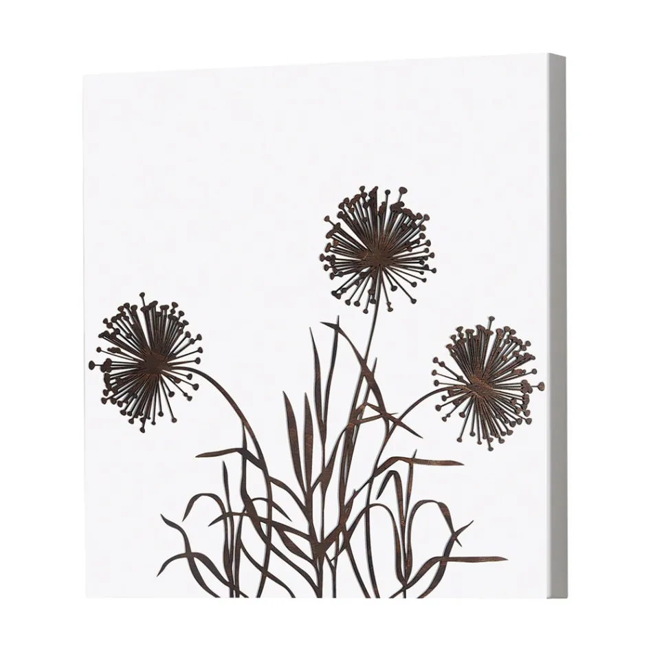 Composition of 4 Panels with Hydrangeas, Allium and Thypha Made in Italy - Calculation Viadurini