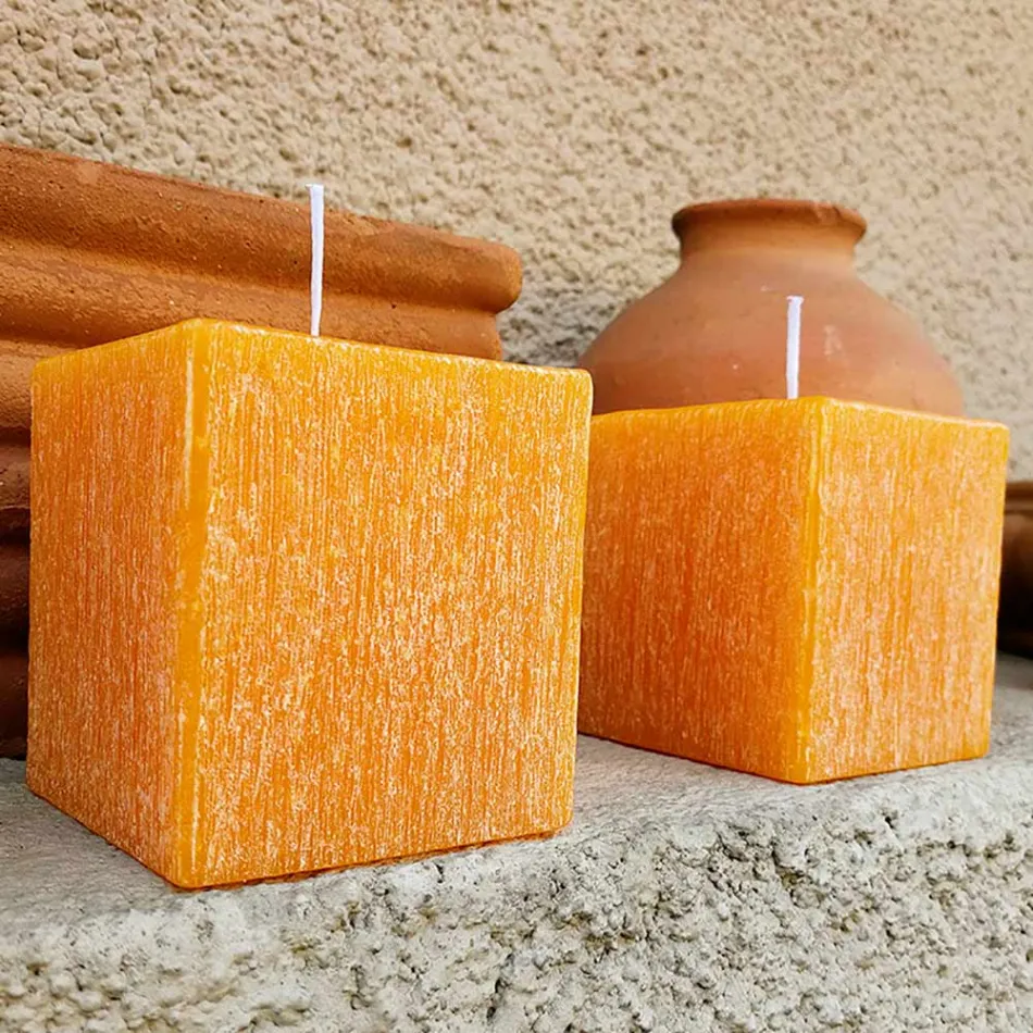 Composition of Square Wax Candles Made in Italy, 3 Pieces - Mondelle Viadurini