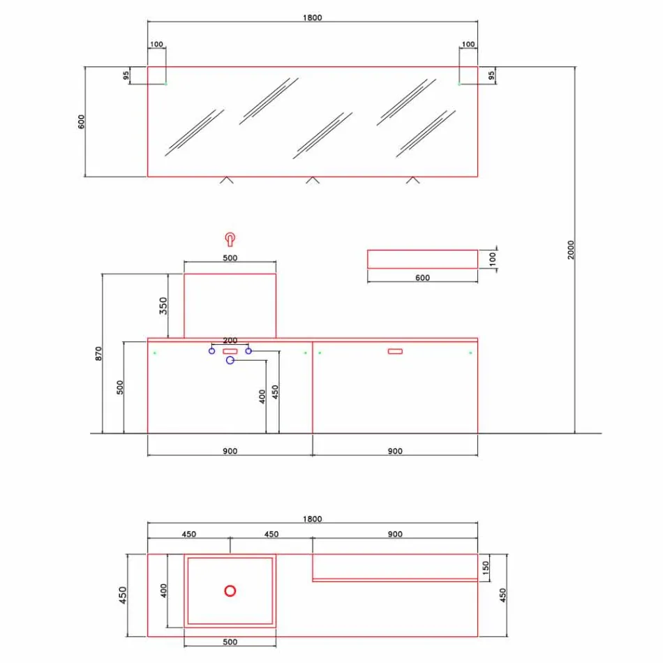 Modern Design Ground Bathroom Furniture Composition - Farart1 Viadurini