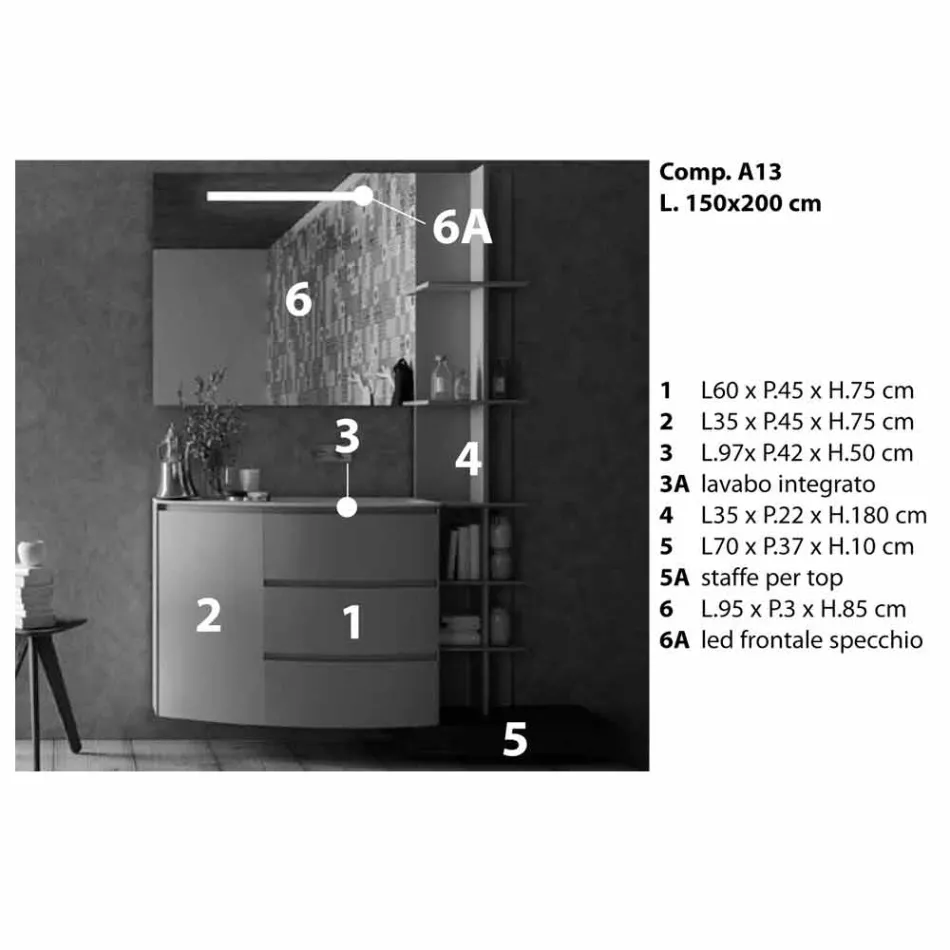 Composition of Furniture for the Bathroom of Modern Design - Callisi13 Viadurini