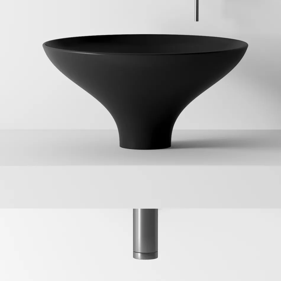 Bathroom Cabinet Composition with Washbasin, Base and Mirror Made in Italy - Hoscar Viadurini