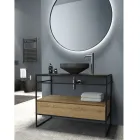 Bathroom Cabinet Composition with Washbasin, Base and Mirror Made in Italy - Hoscar Viadurini