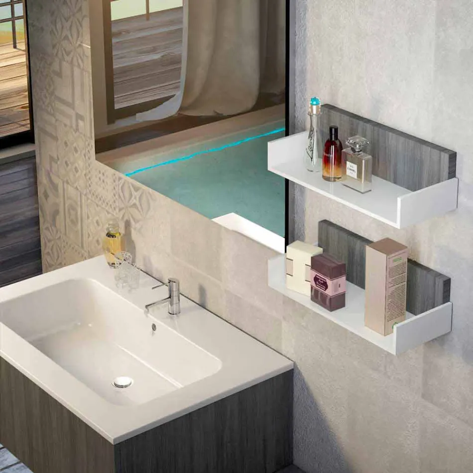 Composition wooden furniture bathroom made in Italy Forlì Viadurini