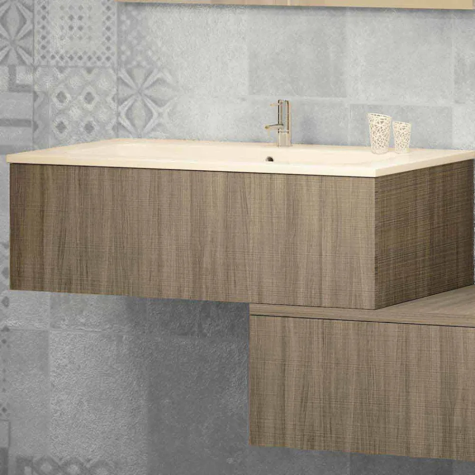 Composition wooden furniture bathroom made in Italy Forlì Viadurini