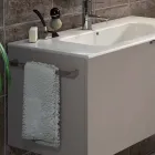 Composition of suspended bathroom furniture in wood design made Italy Genoa Viadurini