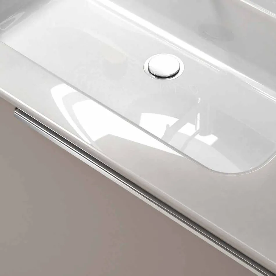 Composition of suspended bathroom furniture in wood design made Italy Genoa Viadurini