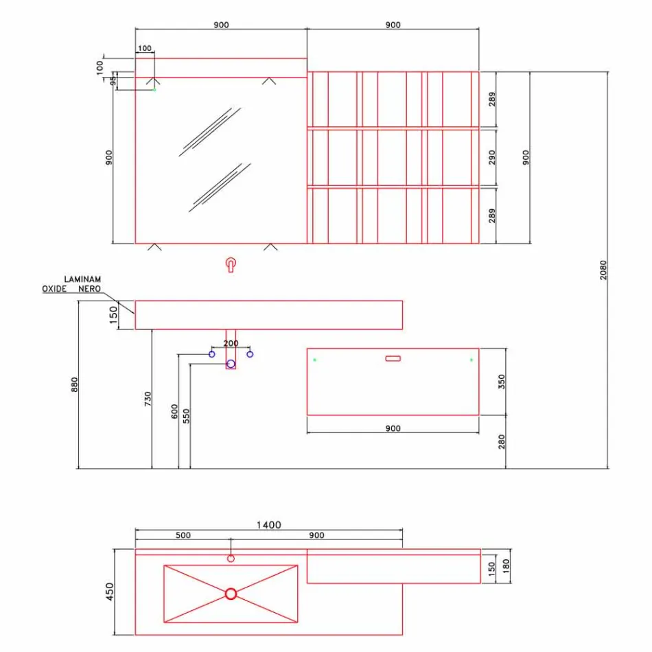 Composition for Suspended Bathroom and Modern Design Made in Italy - Farart9 Viadurini