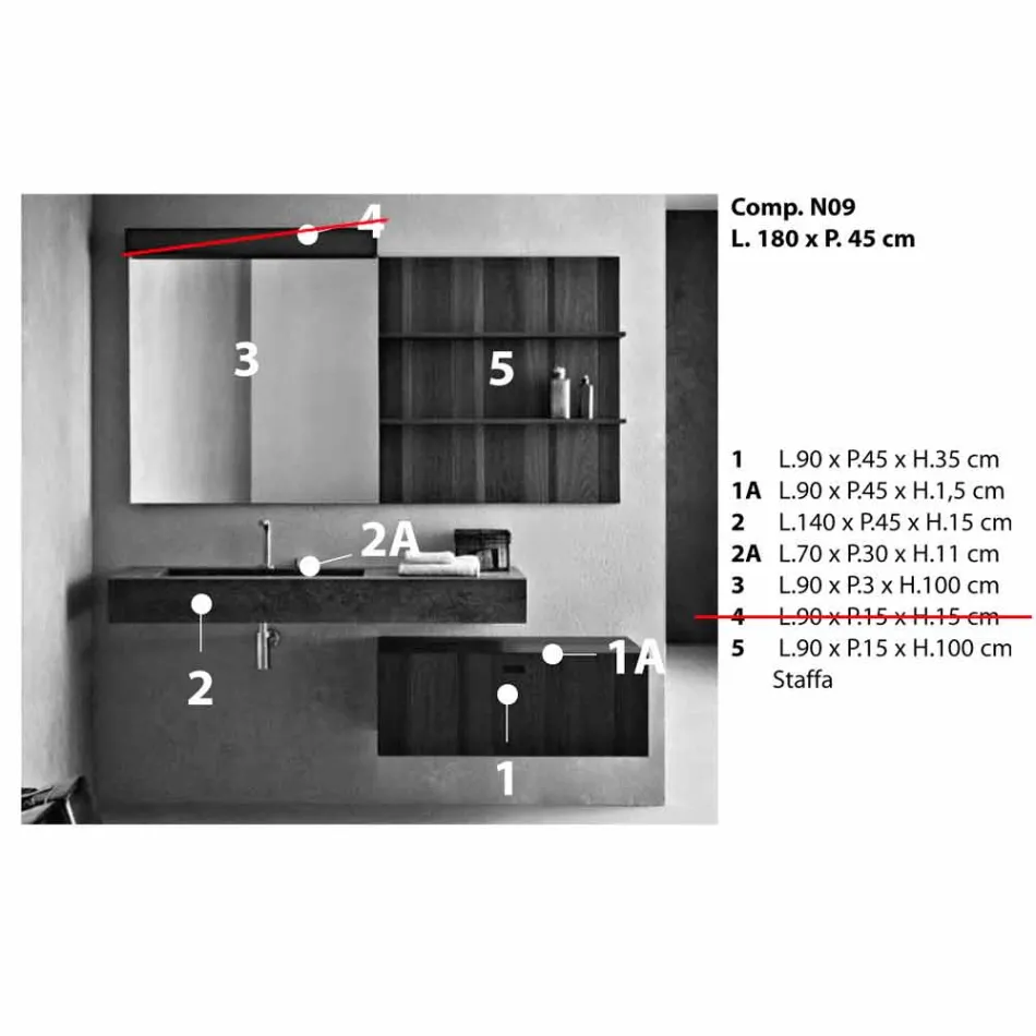 Composition for Suspended Bathroom and Modern Design Made in Italy - Farart9 Viadurini