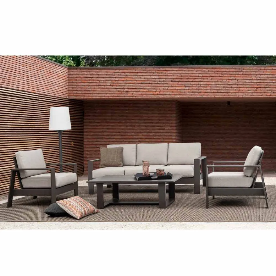 Outdoor Lounge Composition in Aluminium with Fabric Cushions - Yoshi Viadurini