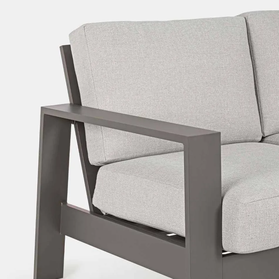 Outdoor Lounge Composition in Aluminium with Fabric Cushions - Yoshi Viadurini