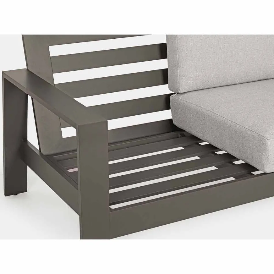 Outdoor Lounge Composition in Aluminium with Fabric Cushions - Yoshi Viadurini