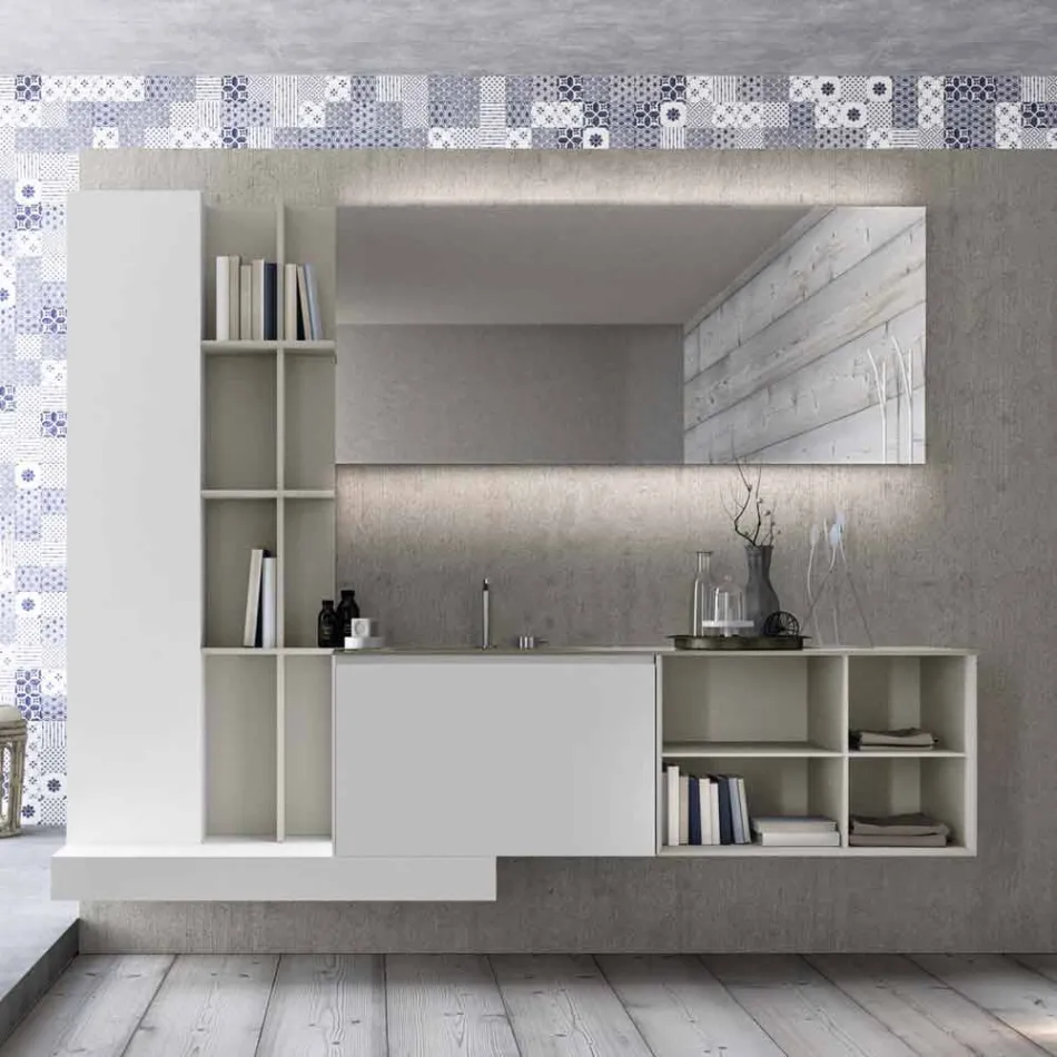 Suspended Bathroom Furniture Composition with Modern Design Made in Italy - Callisi15 Viadurini