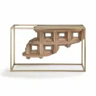 Luxury design console in solid walnut wood and Pardo metal Viadurini