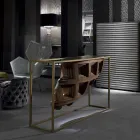 Luxury design console in solid walnut wood and Pardo metal Viadurini