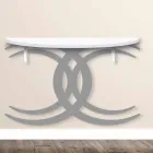 Modern Design Wall-Mounted Console in White and Grey Wood - Coco Viadurini