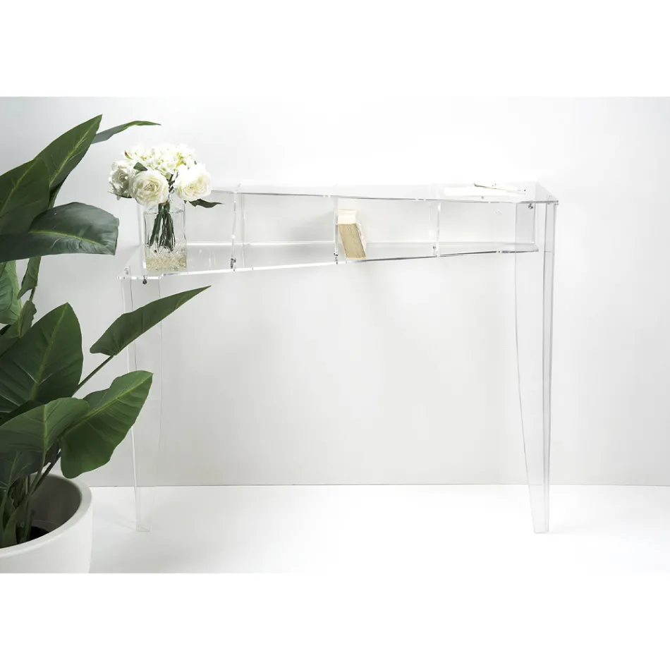 Wall Console in Transparent Plexiglass Piano Design - Valeria Viadurini