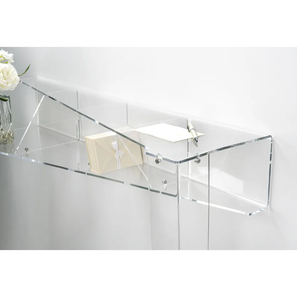Wall Console in Transparent Plexiglass Piano Design - Valeria Viadurini