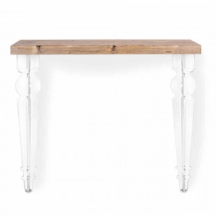 Wall Console in Transparent Plexiglass and Modern Design Wood - Betone Viadurini