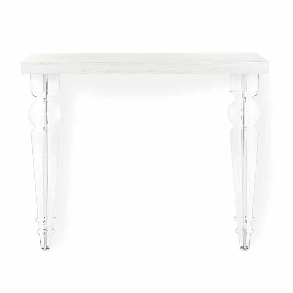 Wall Console Table in Grey White Wood or Corten and Plexiglass - Leopardi Viadurini