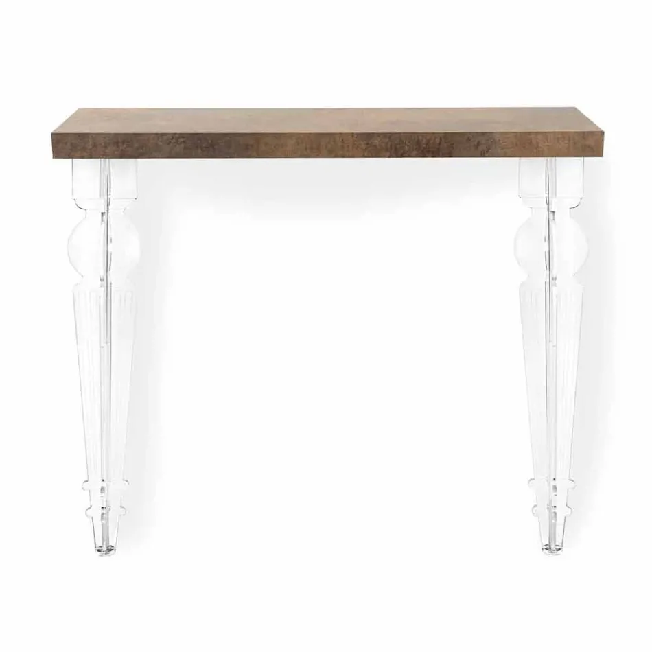 Wall Console Table in Grey White Wood or Corten and Plexiglass - Leopardi Viadurini