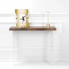Wall Console Table in Grey White Wood or Corten and Plexiglass - Leopardi Viadurini