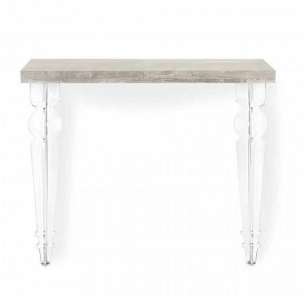 Wall Console Table in Grey White Wood or Corten and Plexiglass - Leopardi Viadurini