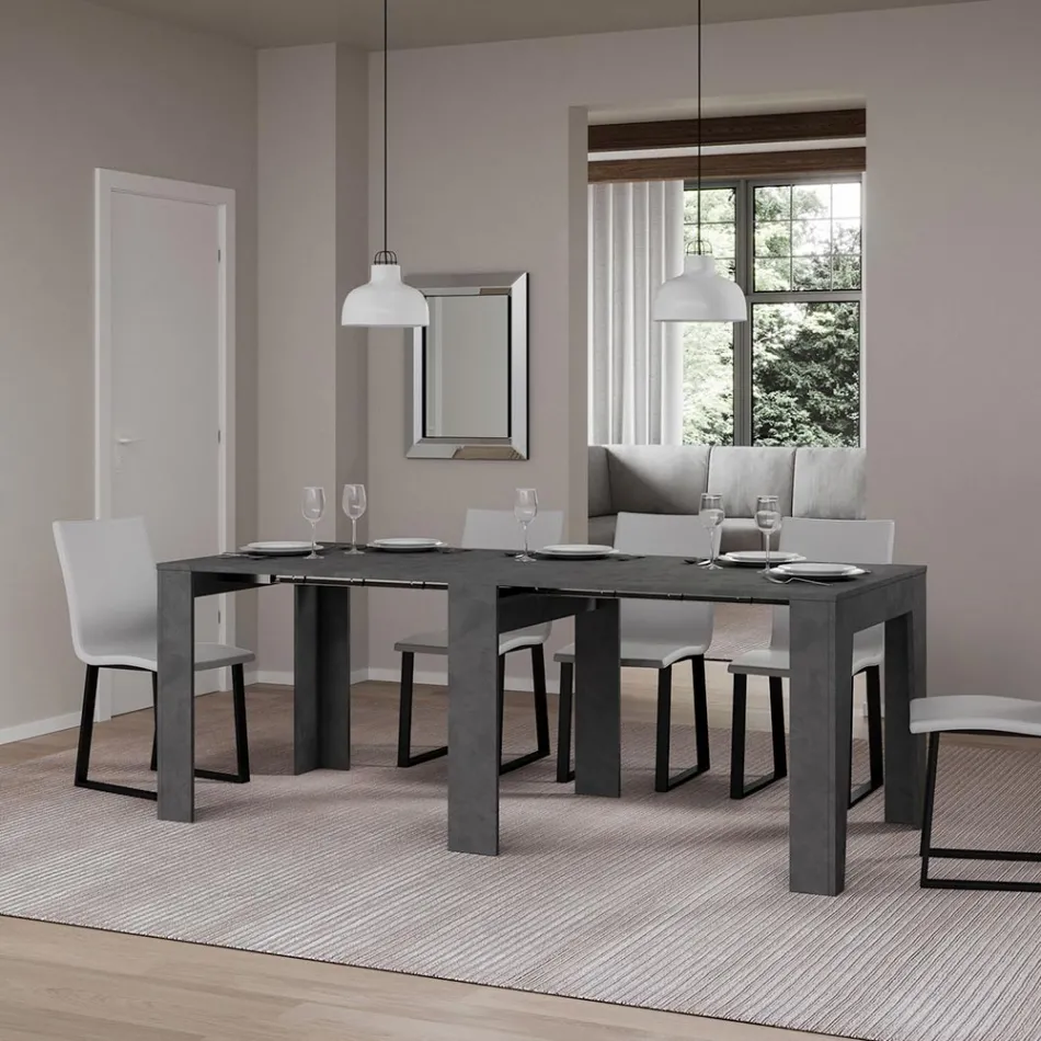 Extendable Console to 181 cm in Melamine Essence Made in Italy - Castello Viadurini