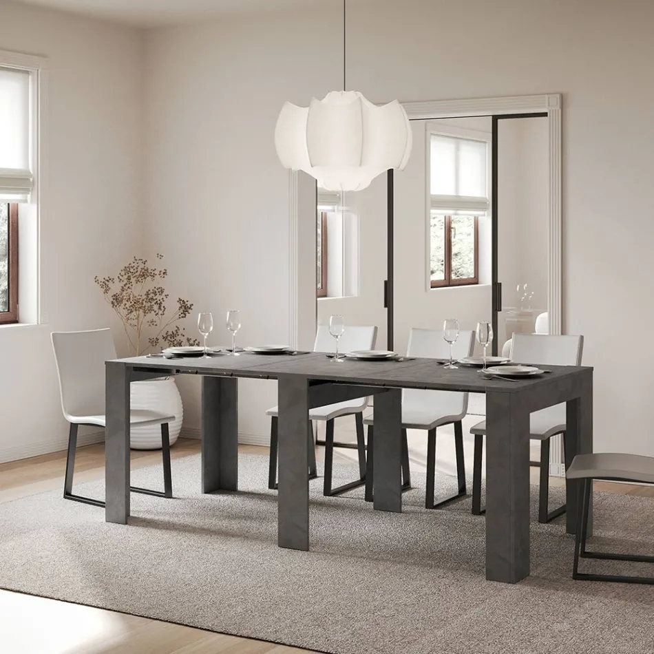 Extendable Console to 181 cm in Made in Italy Melamine Panels - Drago Viadurini