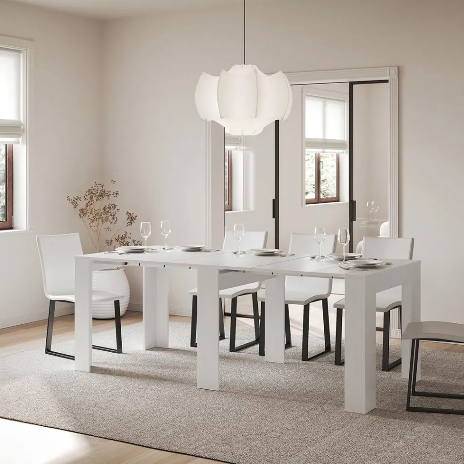 Extendable Console to 181 cm in Made in Italy Melamine Panels - Drago Viadurini